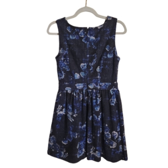 Anthropologie Thakoon Charcoal Blue Rose Cotton Flannel Sleeveless Dress Size 4 - Picture 3 of 9